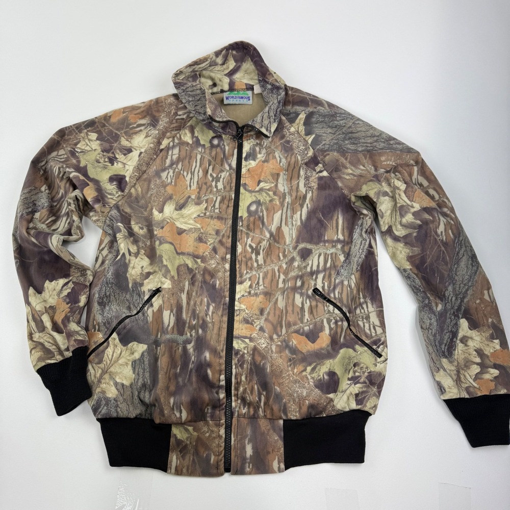 WORLD FAMOUS SPORTS Camouflage Zip Up‎ Jacket Men's Large Black Trim